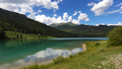 lake and mountains