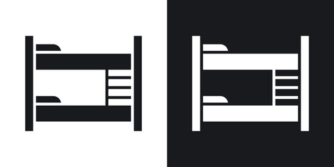 Bunk bed icon in black and white glyph versions