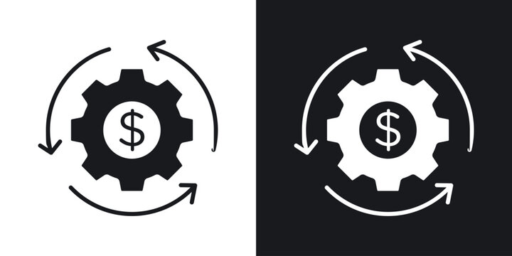 Business model icon in black and white glyph versions