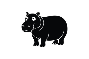 Fototapeta premium Simple Black and White Hippopotamus Illustration in Silhouette Style silhouette