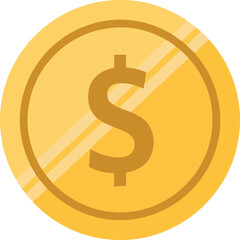 Golden coin with dollar sign symbol icon