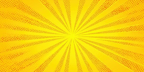 Vibrant Yellow Sunburst Background with Halftone Dots - Perfect for Graphic Design, Posters, and Web Banners