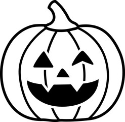 Autumn Halloween Jack-o-lantern outline.
Halloween pumpkin  with face outline isolated.
Halloween pumpkin black line vector.
Transparent background.