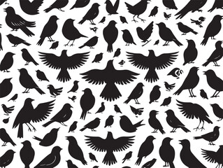 Black bird silhouettes on white background vector
