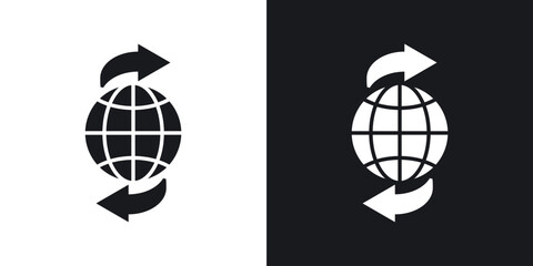 Import export icon in black and white glyph versions