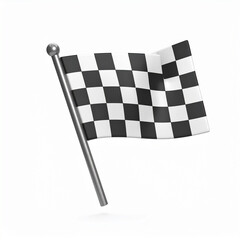 Fototapeta premium Checkered or chequered Racing Flags icon. 3d rendering isolated on white background. Cartoon plastic style.success, finishing, chequered, flag, end, finish, formula, race, winner, Generative Ai