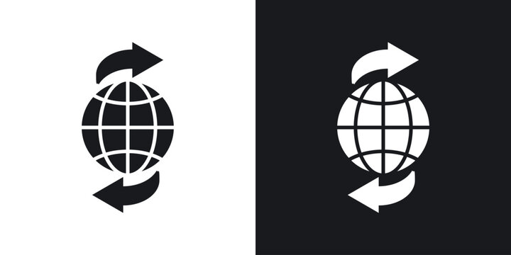 Import export icon in black and white glyph versions