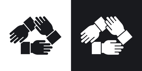 Obraz premium Teamwork icon in black and white glyph versions
