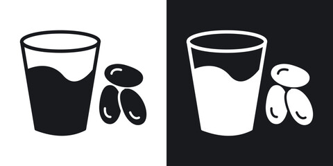 Ramadan iftar icon in black and white glyph versions