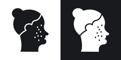 Acne icon in black and white glyph versions