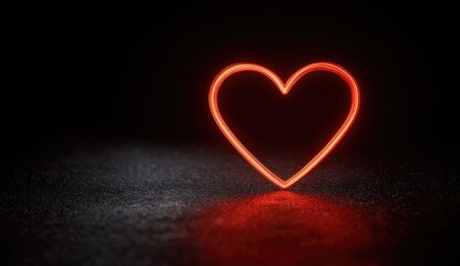 Glowing Neon Heart, Dark Background, Romantic, Love