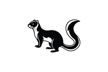 Fototapeta premium Elegant Striped Skunk Illustration in Black and White Silhouette Style a Striking Animal Graphic Design Element silhouette