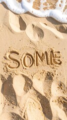 Sand inscription of the word SOME