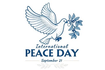 Obraz premium minimal international peace day greeting banner with bird olive design vector illustration