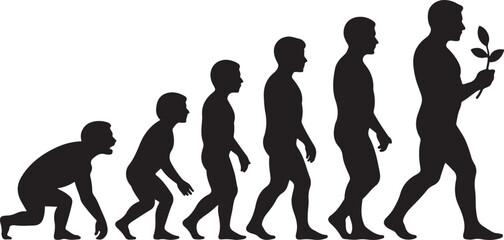 Silhouette of theory of evolution of man