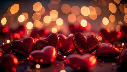 Red hearts bokeh background