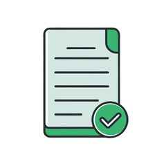 Document with Green Check Mark Icon Transparent paper checklist