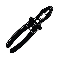 Black Silhouette Pliers Tool Vector Graphic Download on White Background