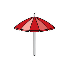 Red Pink Beach Umbrella with Gray Pole summer