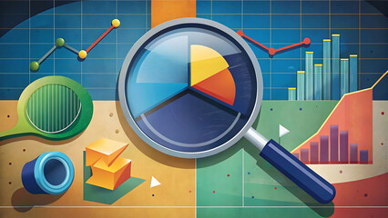A Magnifying Glass Over An Animated Pie Chart Cyber Finance Concept