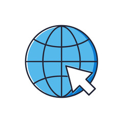 Blue globe with cursor icon world earth