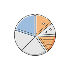 Colorful pie chart with five segments graph data