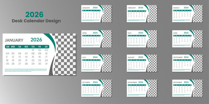2026 Desk Calendar Template &ndash; Modern and Minimalist Design