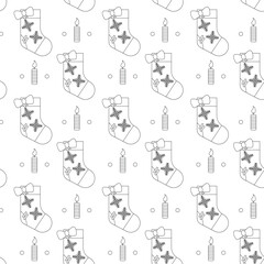 Monochrome seamless pattern featuring festive Christmas details. Great for winter projects, textile, wrapping paper, and holiday graphics