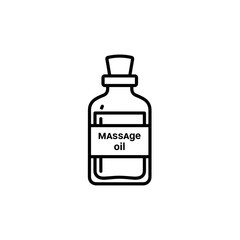 Massage oil bottle in outline style isolated on white background  Icon