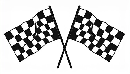 Fototapeta premium Vector Crossed Finish Flags – Checkered Racing Icons for Sports and Motorsports