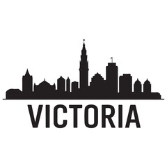 Obraz premium Victoria skyline, silhouette. Vector illustration. Vector black silhouette. with white background.