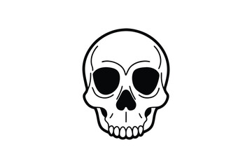Simple Human Skull Outline Silhouette Illustration