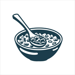 Bowl of Food with Spoon Vector Illustration Feeding Service A bowl with a spoon