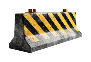 Traffic barrier action construction site urban environment ground level, isolated on transparent background, png
