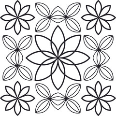 Obraz premium Black and white abstract floral pattern with geometric petal shapes flower