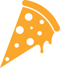 Melting Cheese Pizza Slice Icon Vector Illustration