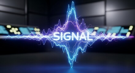 Dynamic glowing waveform representing digital communication and data flow in an abstract futuristic environment.