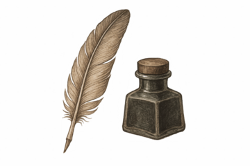 Vintage Quill and Inkwell Set: A Timeless Symbol of Writing, Literature, and Historical Communication