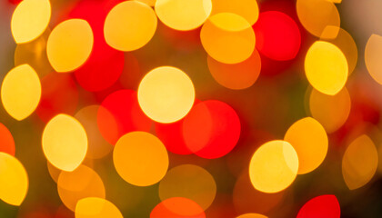 Fototapeta premium Colorful Bokeh Lights Creating A Festive Atmosphere With Warm Yellow And Red Tones