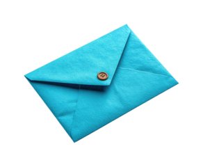 Turquoise envelope craft minimalistic, isolated on transparent background, png