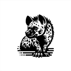 Stylized Black and White Hyena Illustration.