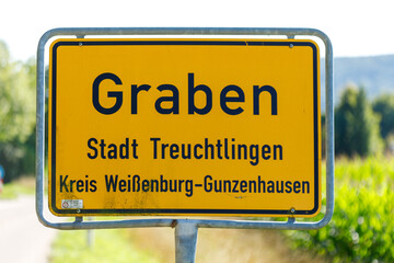 Road Sign for Graben, Treuchtlingen, Germany