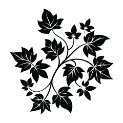 Obraz premium Elegant Black Silhouette Leaf Branch Design Botanical Illustration on White Background
