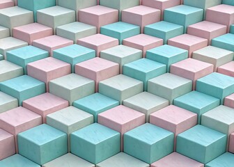Fototapeta premium Pastel geometric cube pattern for design abstract background high resolution photo
