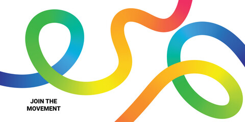 Abstract 3D Color Lines Pattern. Vector Background with Rainbow Gradient Ribbon Waves