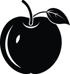 Black silhouette of a bael fruit wood apple