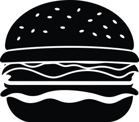 Black burger silhouette with visible layers