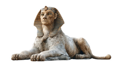 Obraz premium Egyptian sphinx sculpture transparent background digital art cultural heritage isolated view historical significance