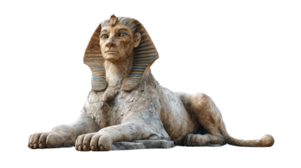 Egyptian sphinx sculpture transparent background digital art cultural heritage isolated view historical significance