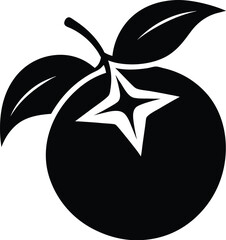 Black silhouette of a kokum fruit with star like pattern